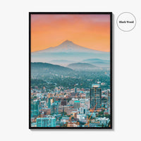 Portland Oregon Skyline Fine Art Photo Print, Mt Hood, USA Wall Poster
