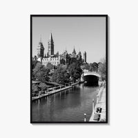 Ottawa Black and White Fine Art Photo Print, Parliament Hill Rideau Canal Ontario Poster