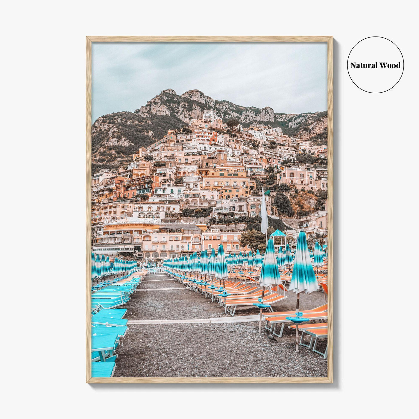 Positano Fine Art Photo Print, Amalfi Coast Italy Beach Umbrellas Wall Decor Poster