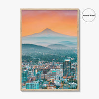 Portland Oregon Skyline Fine Art Photo Print, Mt Hood, USA Wall Poster