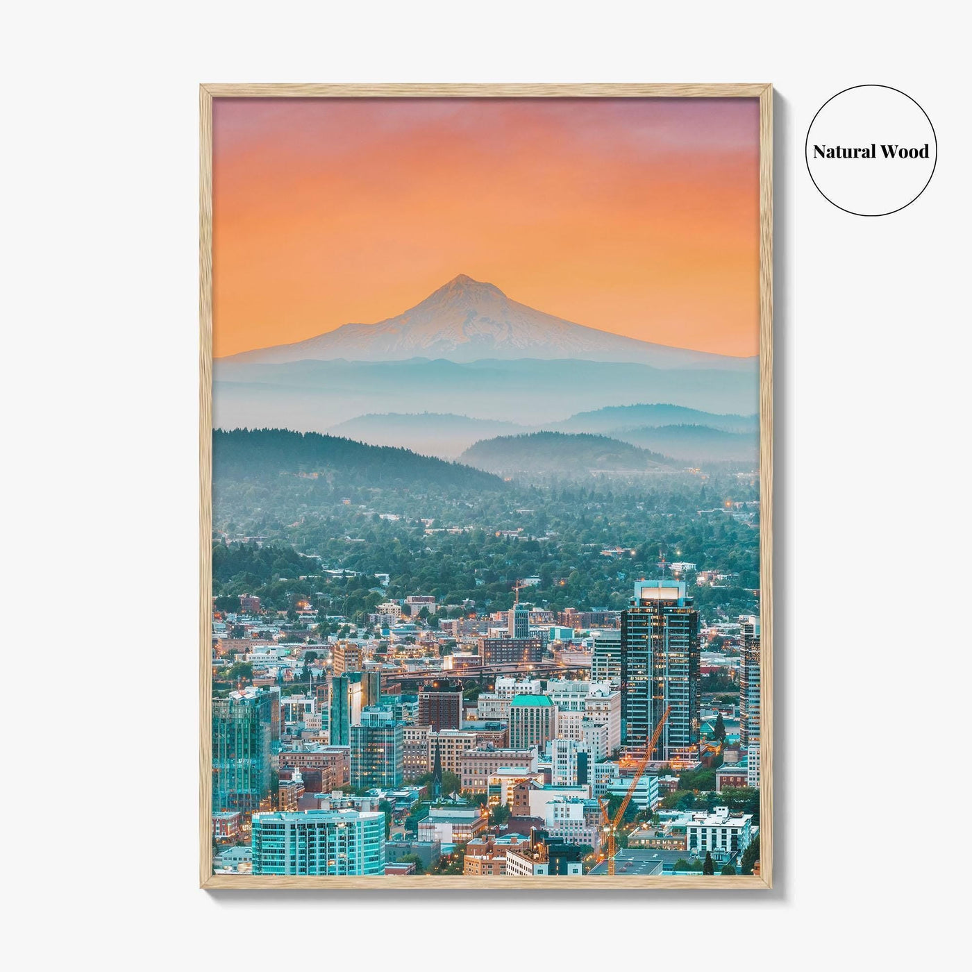 Portland Oregon Skyline Fine Art Photo Print, Mt Hood, USA Wall Poster