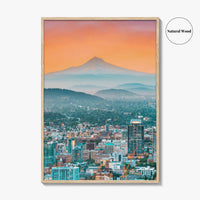 Portland Oregon Skyline Fine Art Photo Print, Mt Hood, USA Wall Poster