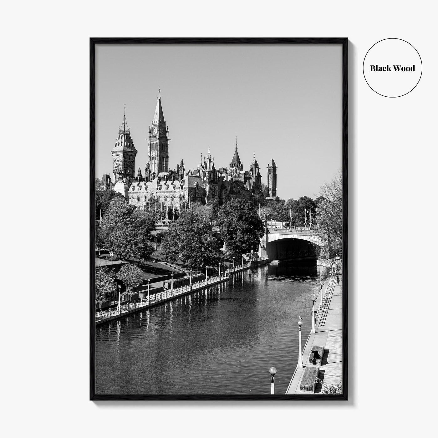Ottawa Black and White Fine Art Photo Print, Parliament Hill Rideau Canal Ontario Poster