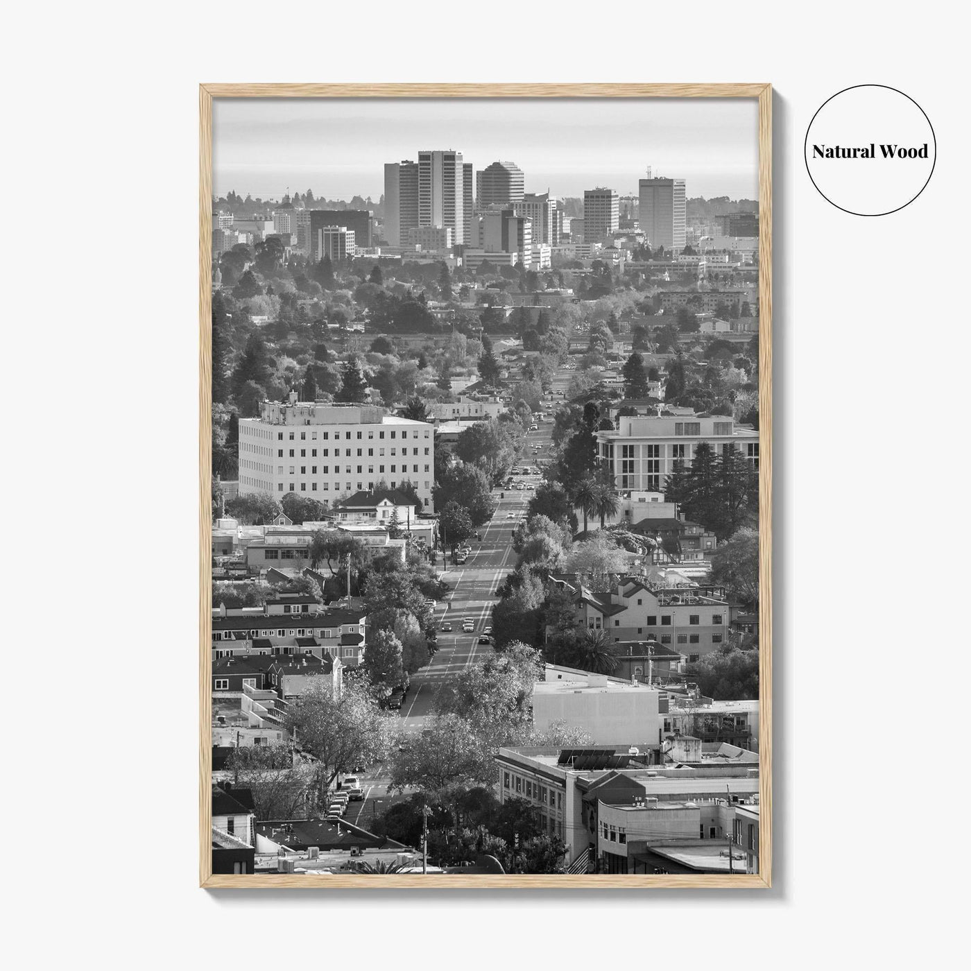 Oakland Skyline Black and White Fine Art Photo Print, Berkeley San Francisco Bay Poster