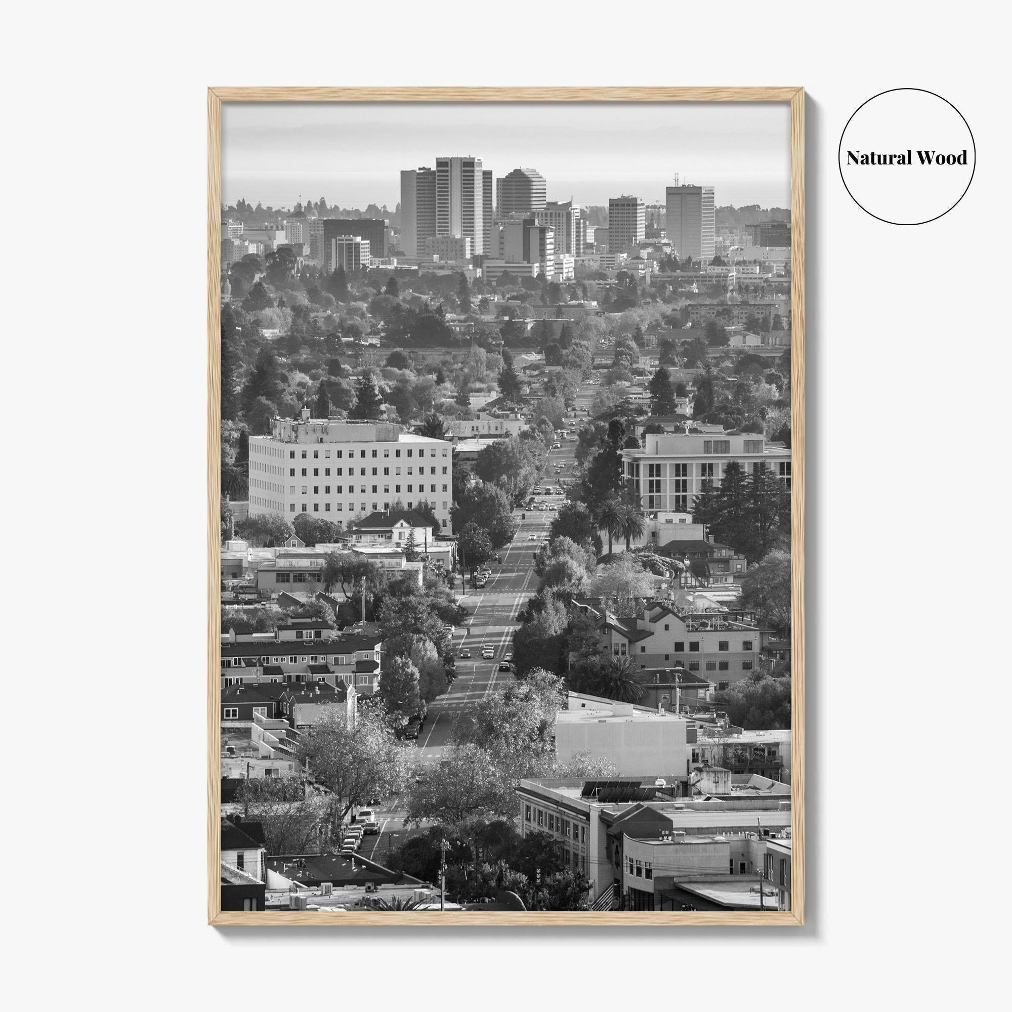 Oakland Skyline Black and White Fine Art Photo Print, Berkeley San Francisco Bay Poster