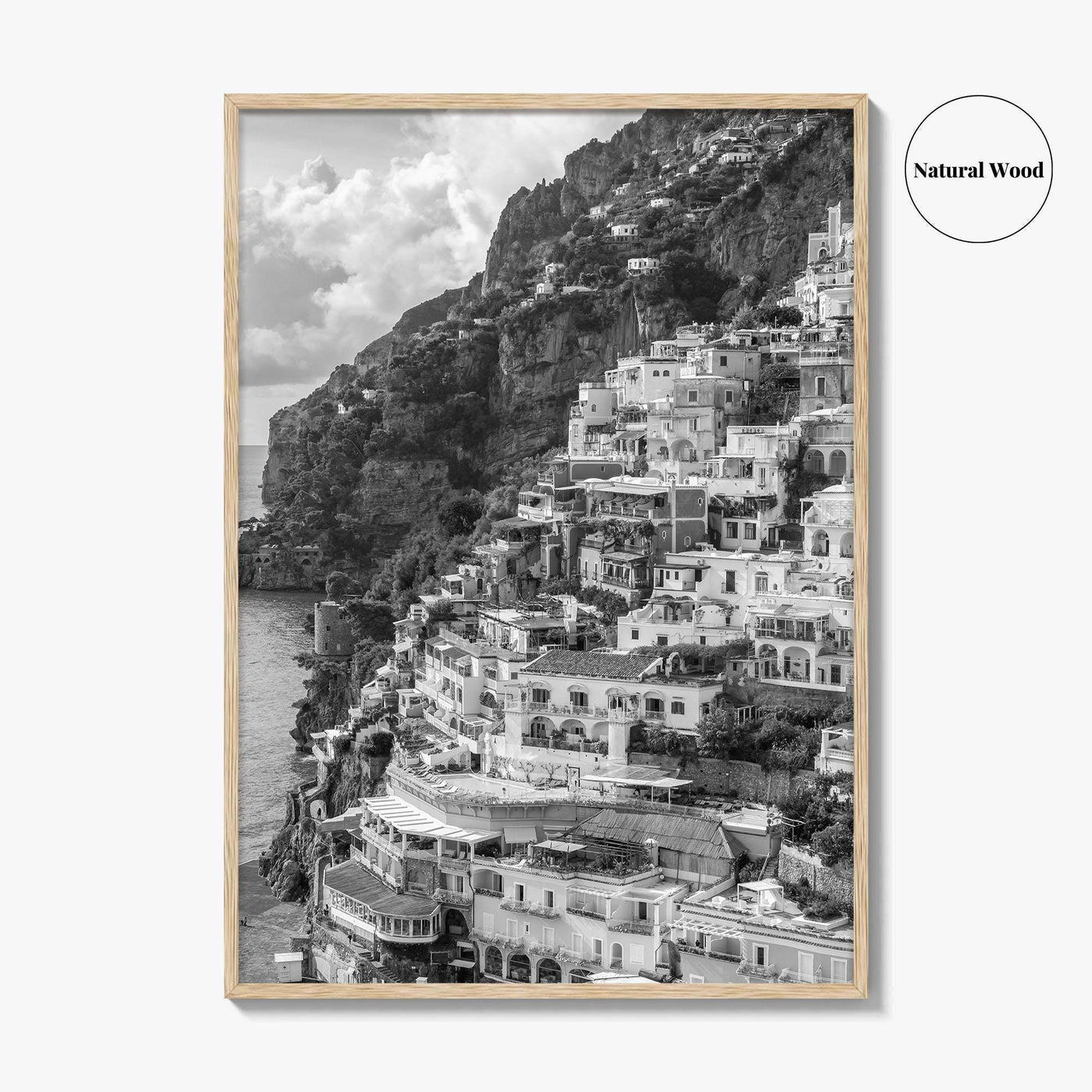 Positano Black and White Fine Art Photo Print, Amalfi Coast Italy Poster