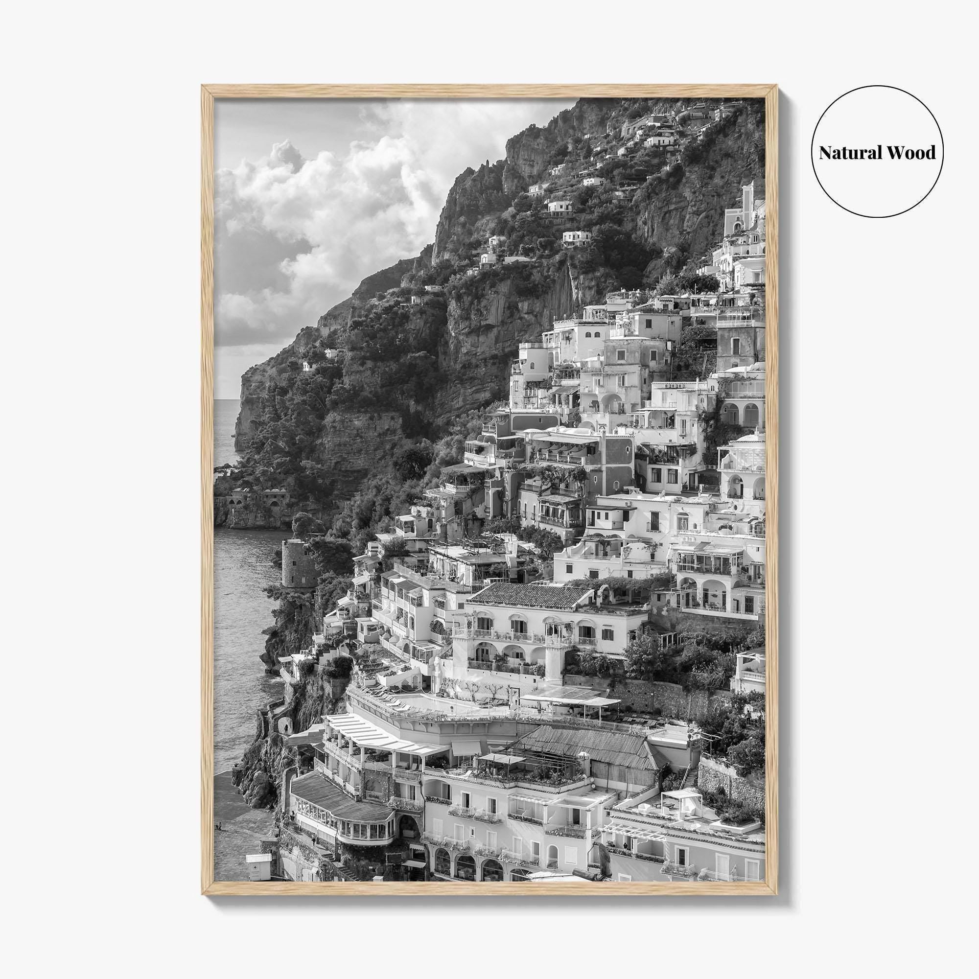 Positano Black and White Fine Art Photo Print, Amalfi Coast Italy Poster