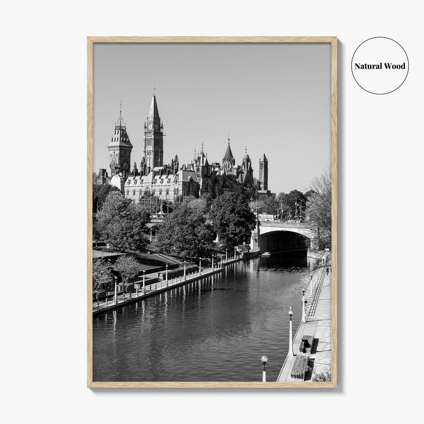 Ottawa Black and White Fine Art Photo Print, Parliament Hill Rideau Canal Ontario Poster