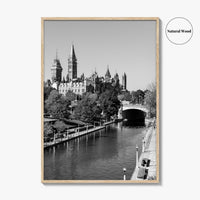 Ottawa Black and White Fine Art Photo Print, Parliament Hill Rideau Canal Ontario Poster