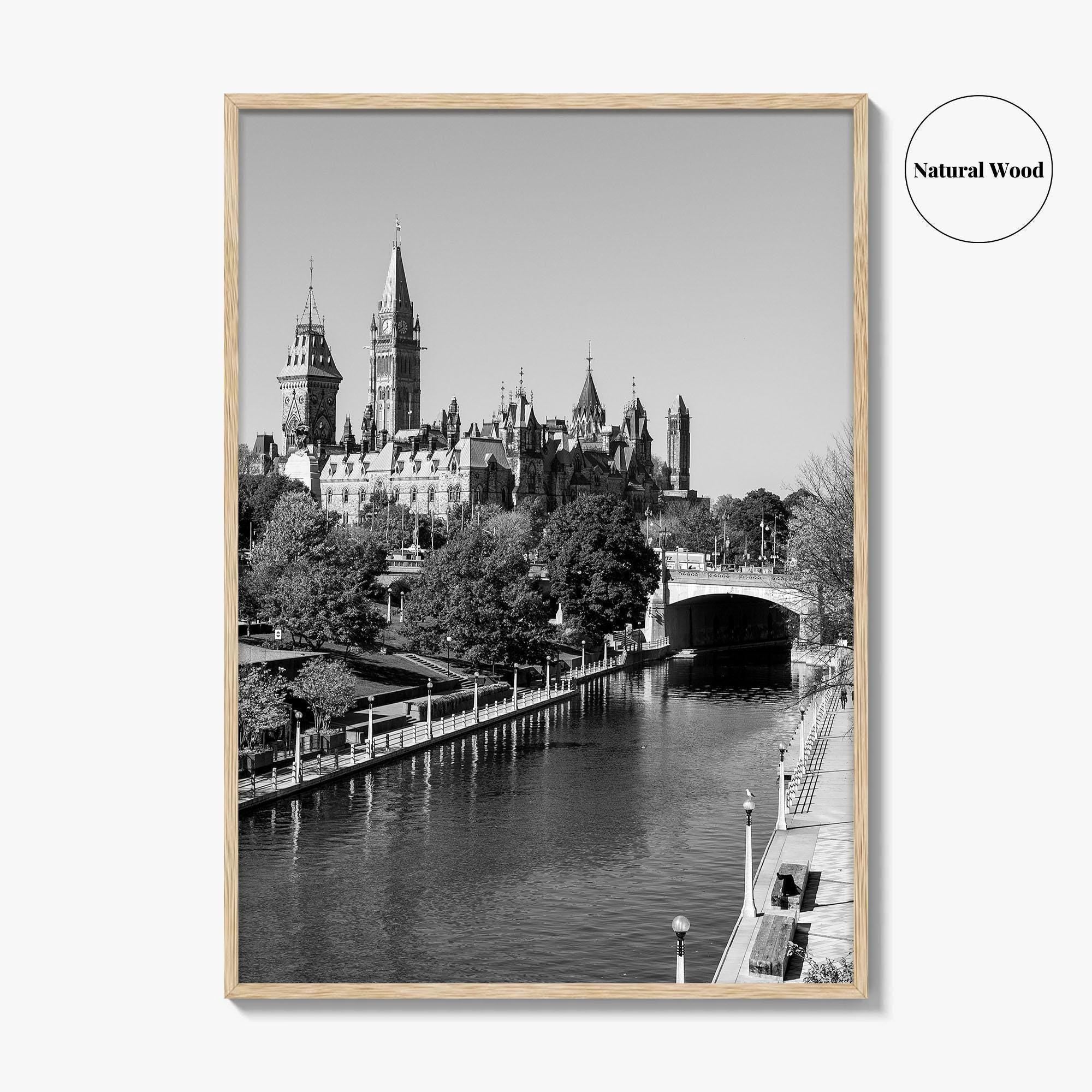 Ottawa Black and White Fine Art Photo Print, Parliament Hill Rideau Canal Ontario Poster