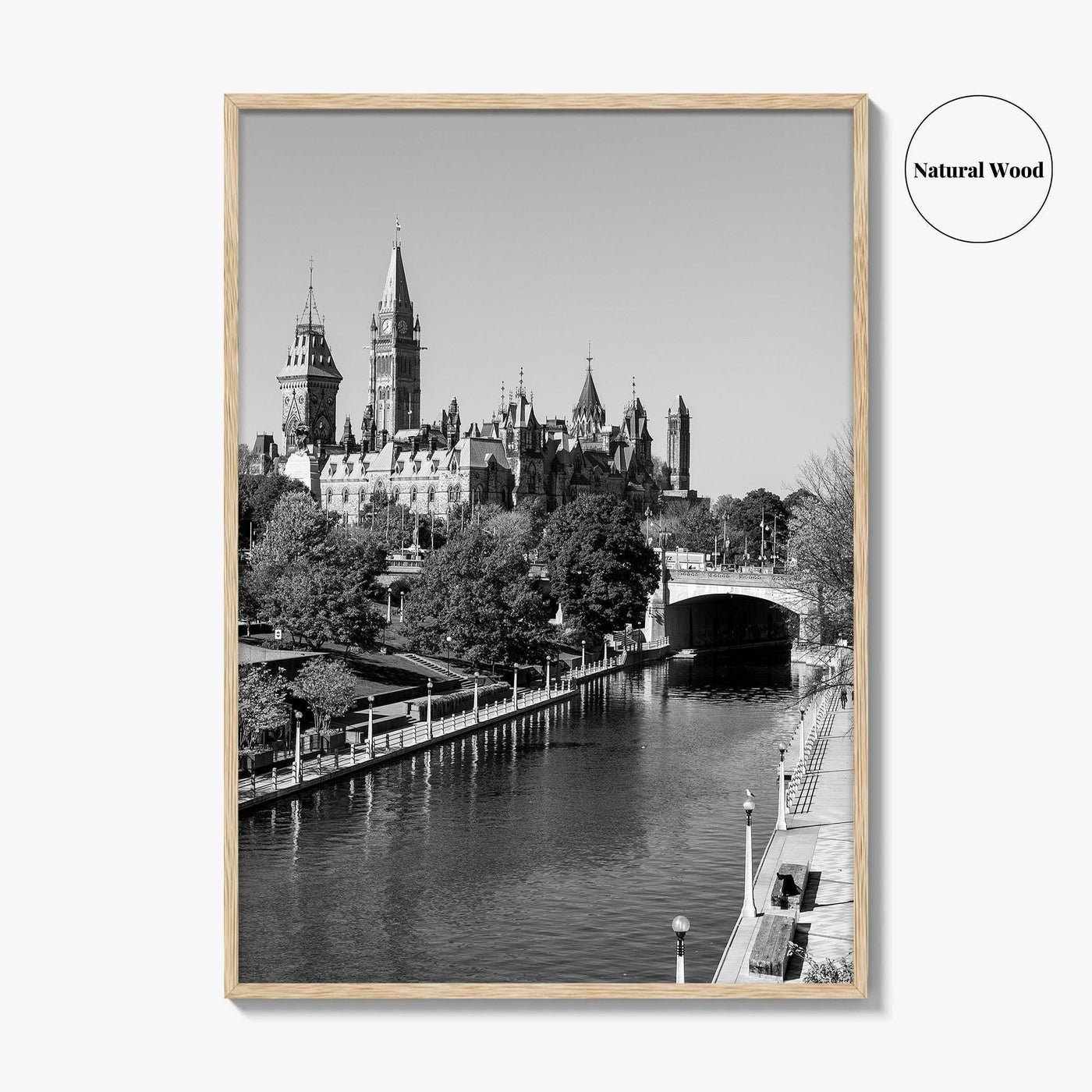 Ottawa Black and White Fine Art Photo Print, Parliament Hill Rideau Canal Ontario Poster