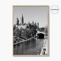 Ottawa Black and White Fine Art Photo Print, Parliament Hill Rideau Canal Ontario Poster