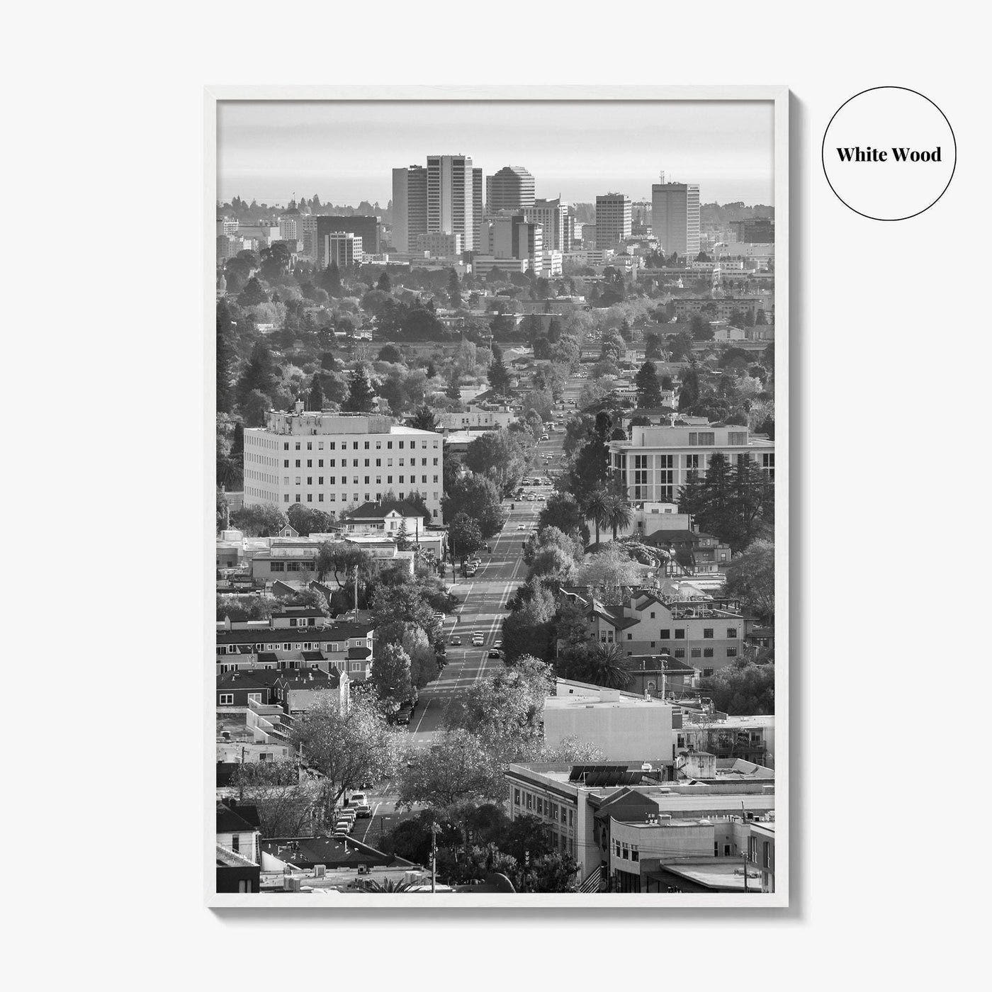 Oakland Skyline Black and White Fine Art Photo Print, Berkeley San Francisco Bay Poster