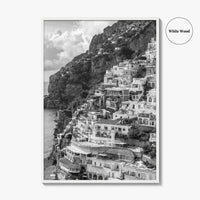 Positano Black and White Fine Art Photo Print, Amalfi Coast Italy Poster