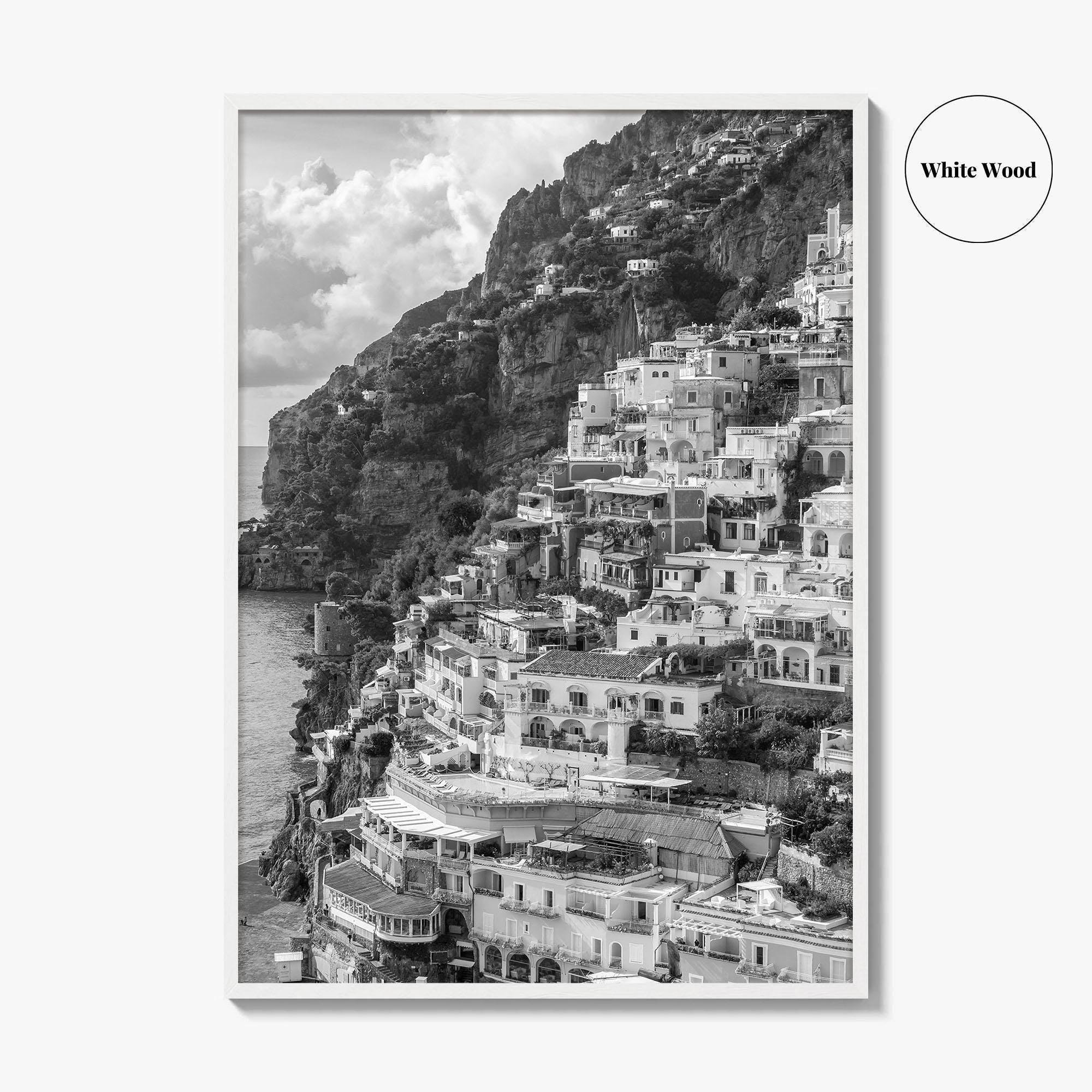 Positano Black and White Fine Art Photo Print, Amalfi Coast Italy Poster