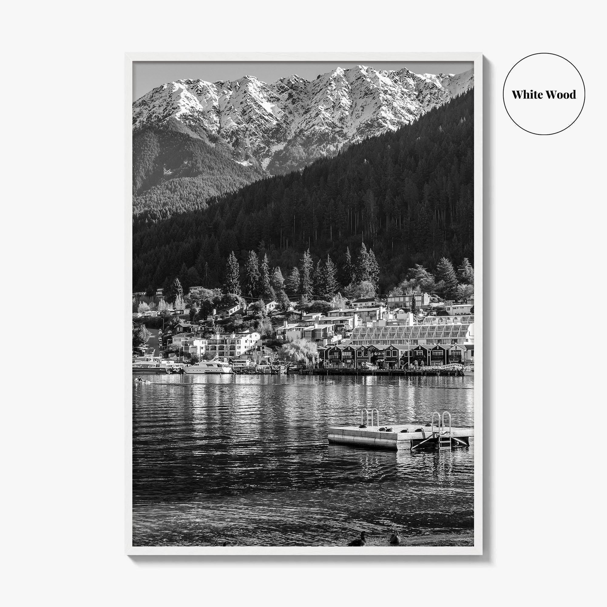 Queenstown Black and White Fine Art Photo Print, Lake Wakatipu, South Island Poster