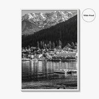 Queenstown Black and White Fine Art Photo Print, Lake Wakatipu, South Island Poster