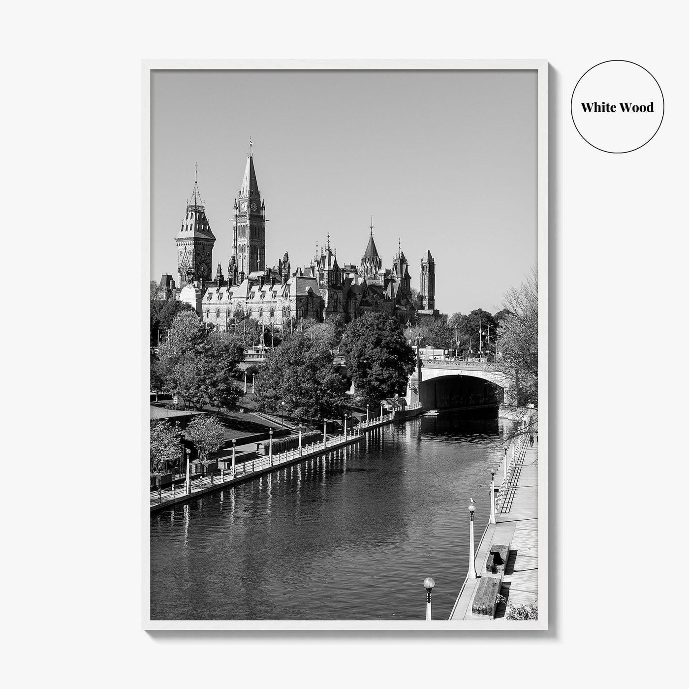 Ottawa Black and White Fine Art Photo Print, Parliament Hill Rideau Canal Ontario Poster