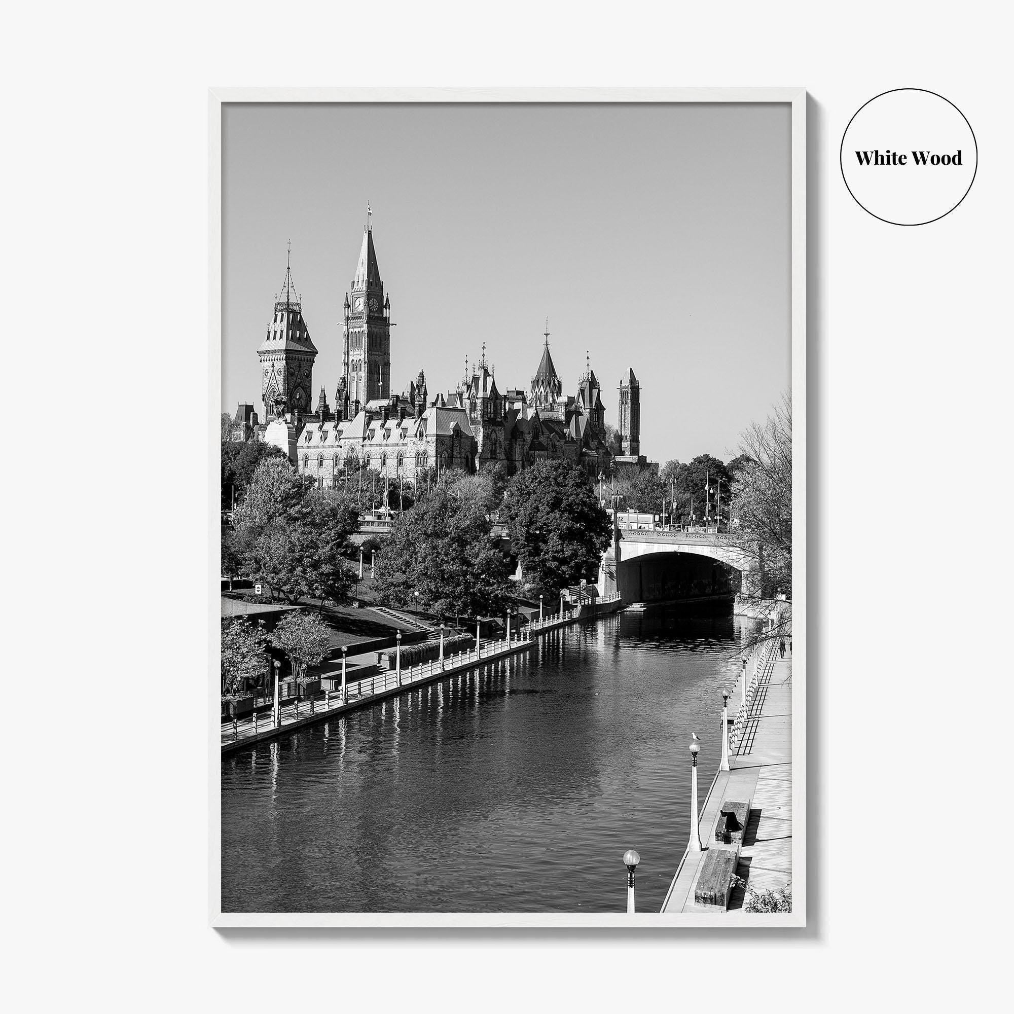 Ottawa Black and White Fine Art Photo Print, Parliament Hill Rideau Canal Ontario Poster