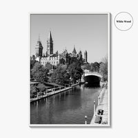 Ottawa Black and White Fine Art Photo Print, Parliament Hill Rideau Canal Ontario Poster