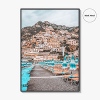 Positano Fine Art Photo Print, Amalfi Coast Italy Beach Umbrellas Wall Decor Poster