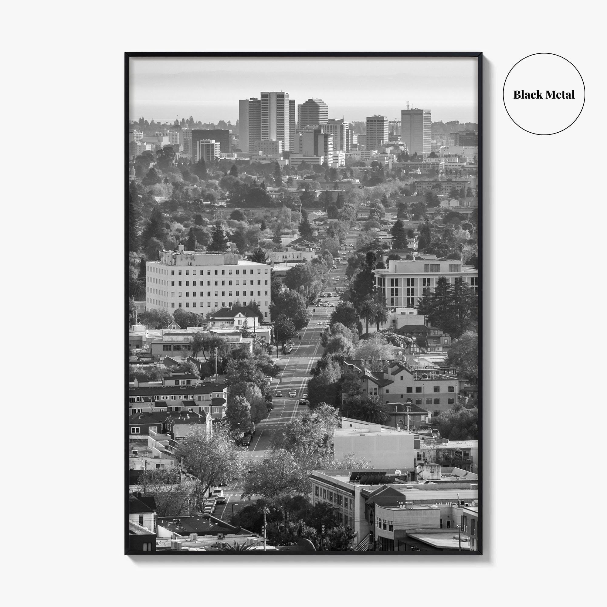 Oakland Skyline Black and White Fine Art Photo Print, Berkeley San Francisco Bay Poster