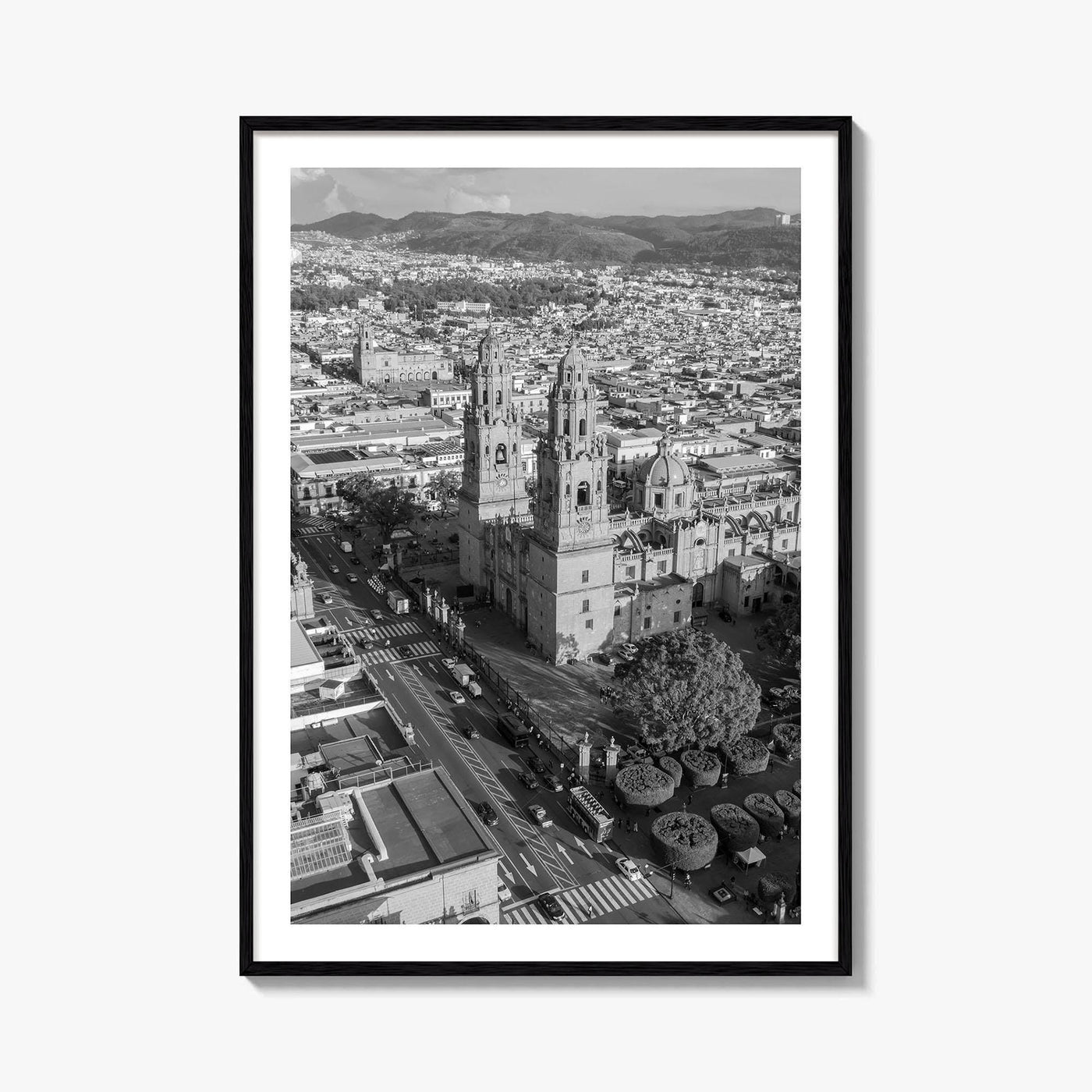 Morelia Black and White Fine Art Photo Print, Cathedral Michoacán Mexico Poster