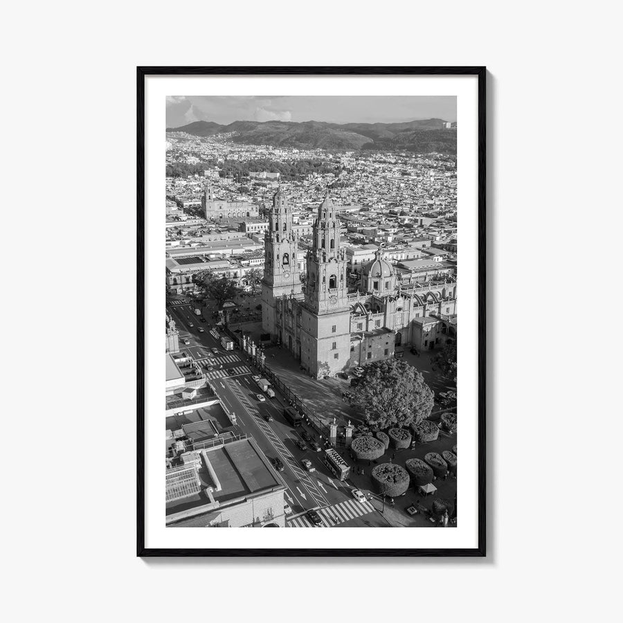 Morelia Black and White Fine Art Photo Print, Cathedral Michoacán Mexico Poster