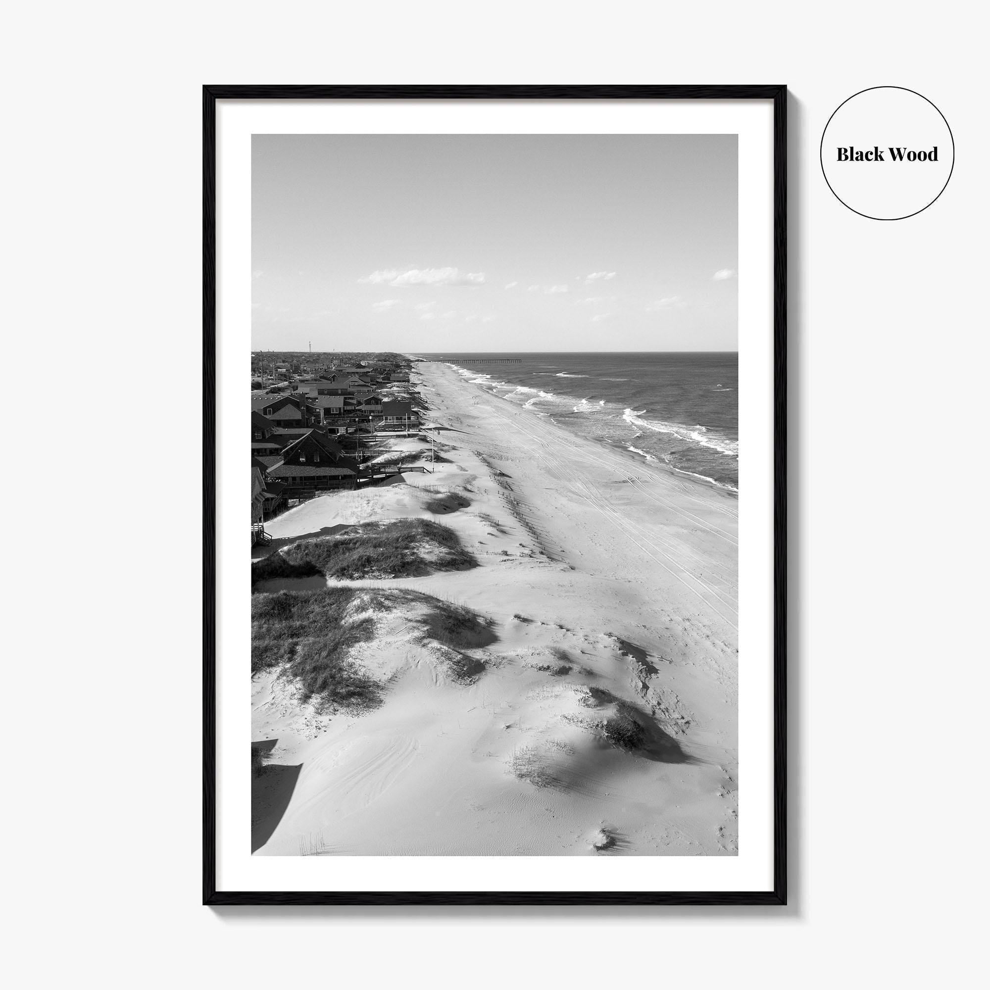 Nags Head Black and White Fine Art Photo Print, Outer Banks Fishing Pier Poster