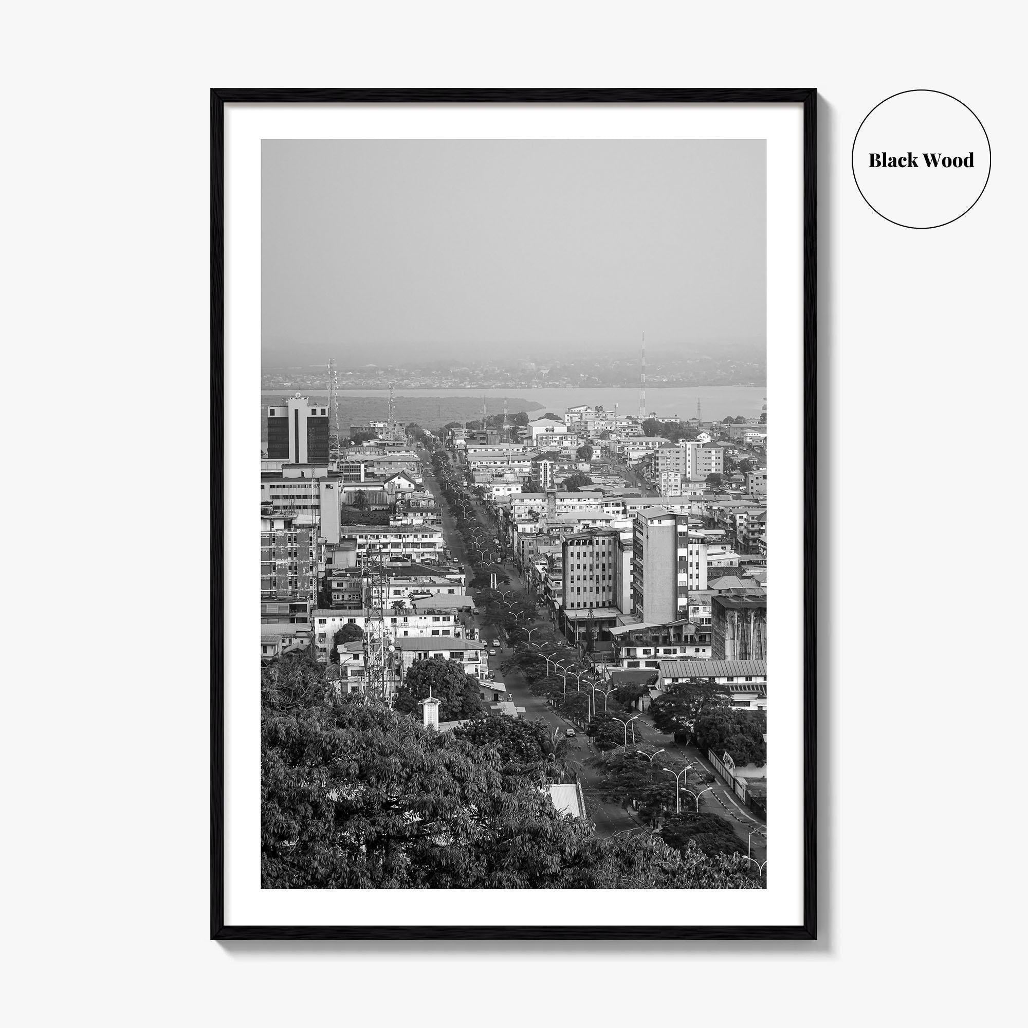 Monrovia Black and White Fine Art Photo Print, Liberia Cityscape Wall Decor Poster