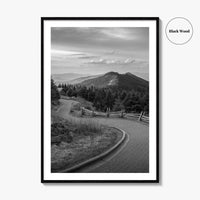 Mount Mitchell Black and White Fine Art Photo Print, Blue Ridge Mountains Poster