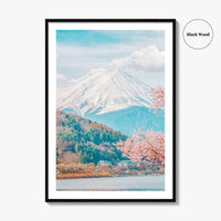 Mount Fuji Fine Art Photo Print, Kawaguchiko Japan, Sakura Cherry Blossom Wall Decor Poster