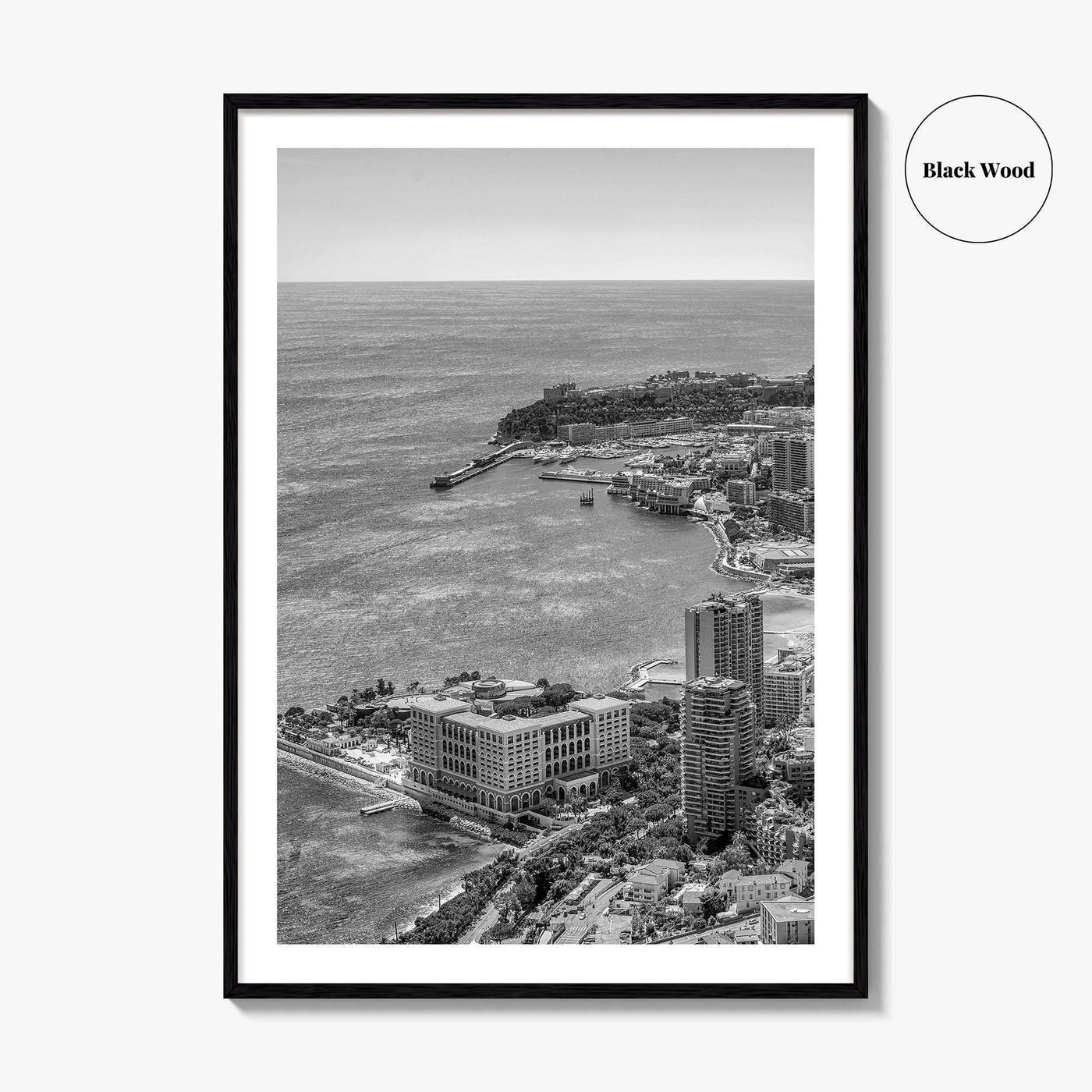 Monaco Skyline Black and White Fine Art Photo Print, Monte Carlo, Europe Poster
