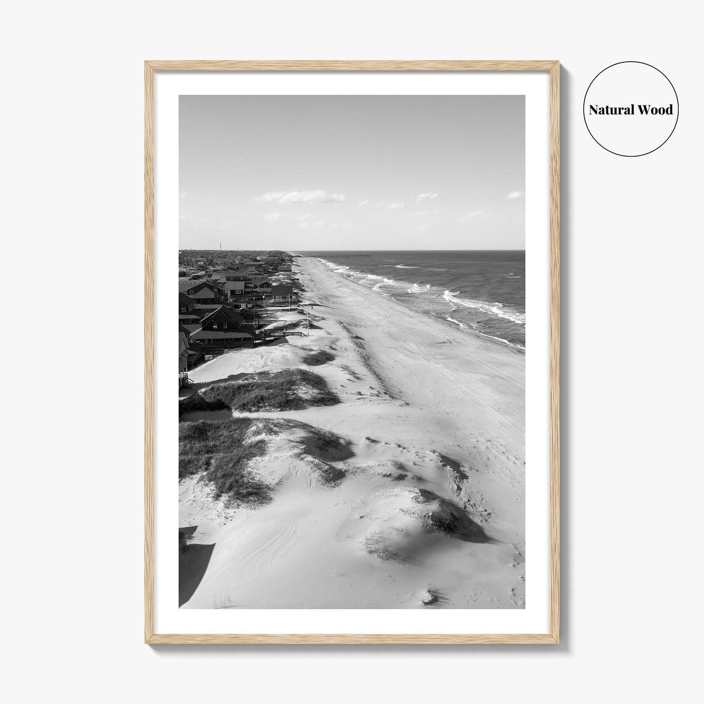 Nags Head Black and White Fine Art Photo Print, Outer Banks Fishing Pier Poster