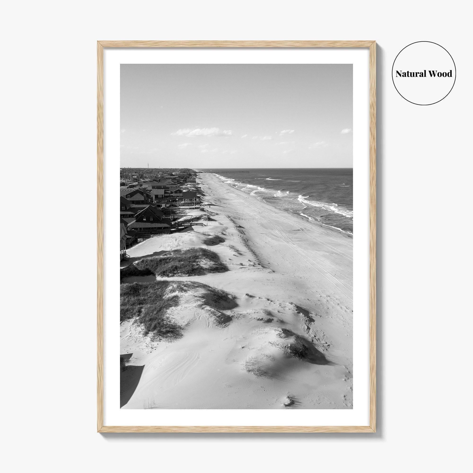 Nags Head Black and White Fine Art Photo Print, Outer Banks Fishing Pier Poster