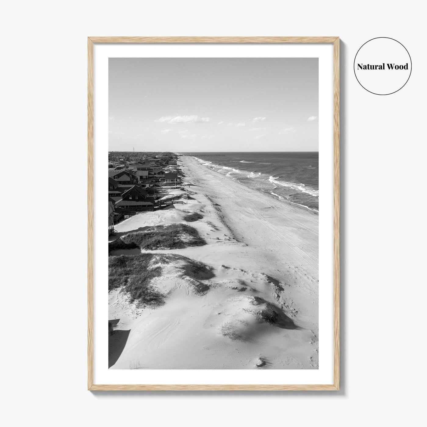 Nags Head Black and White Fine Art Photo Print, Outer Banks Fishing Pier Poster