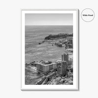 Monaco Skyline Black and White Fine Art Photo Print, Monte Carlo, Europe Poster