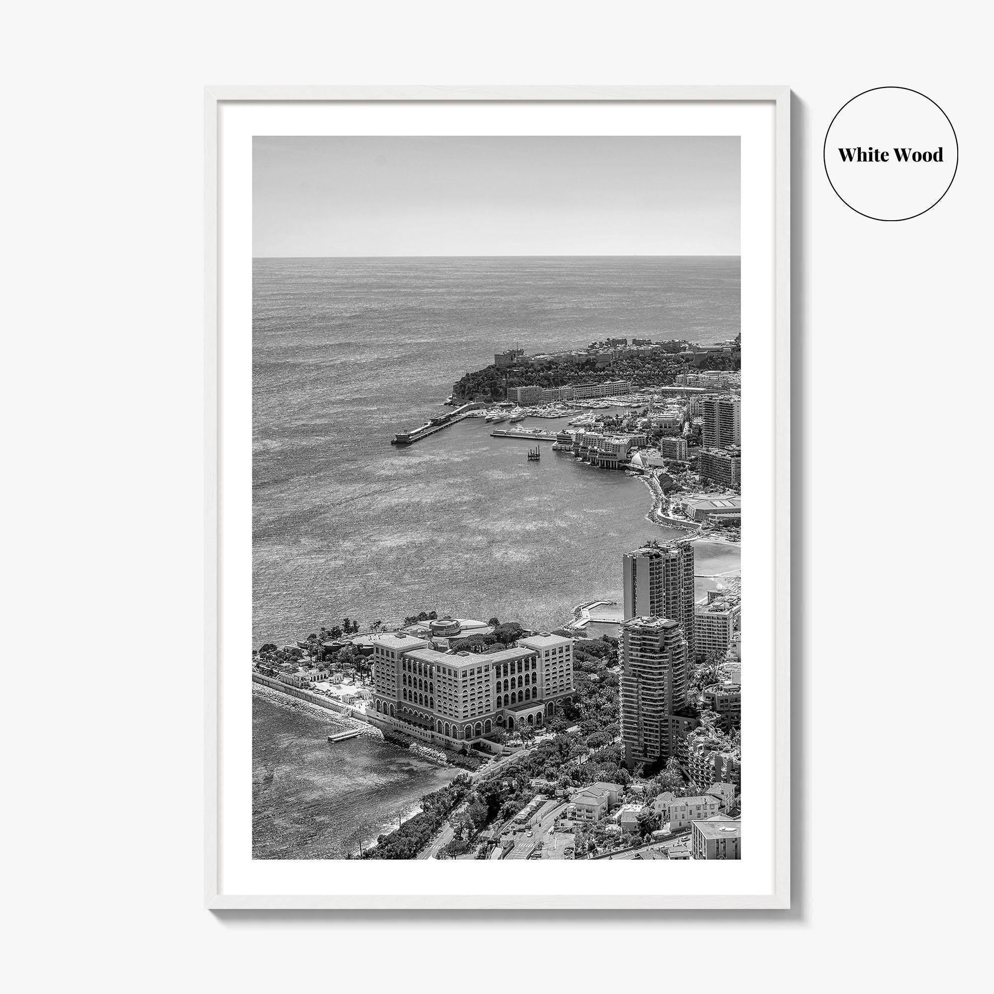 Monaco Skyline Black and White Fine Art Photo Print, Monte Carlo, Europe Poster