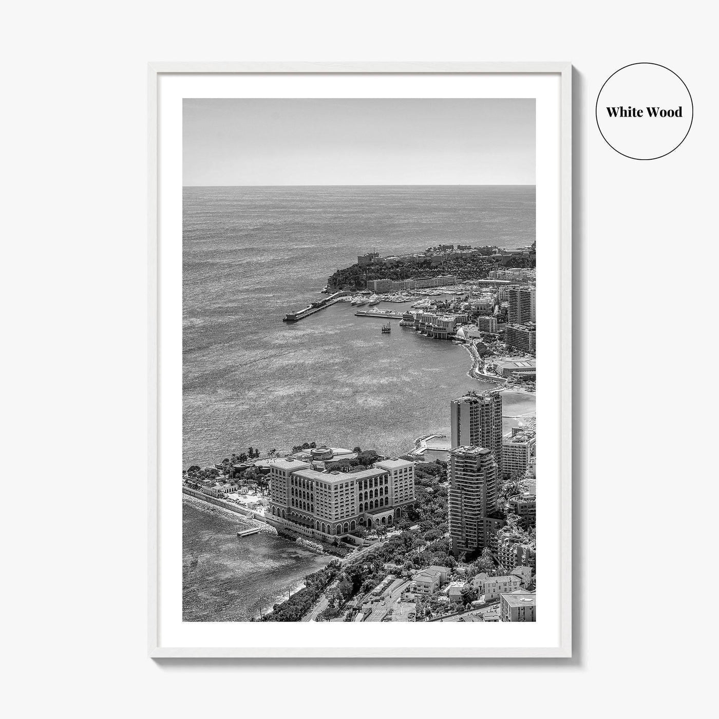 Monaco Skyline Black and White Fine Art Photo Print, Monte Carlo, Europe Poster