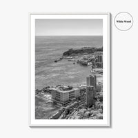 Monaco Skyline Black and White Fine Art Photo Print, Monte Carlo, Europe Poster