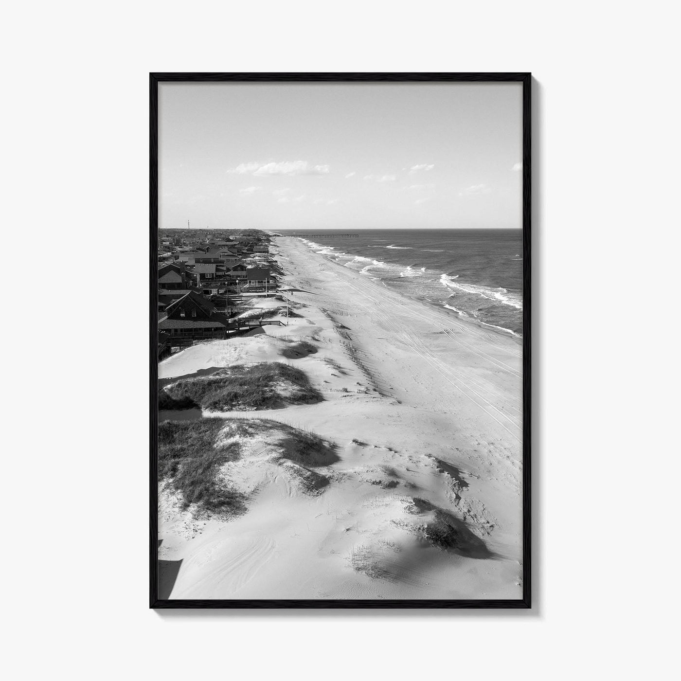 Nags Head Black and White Fine Art Photo Print, Outer Banks Fishing Pier Poster