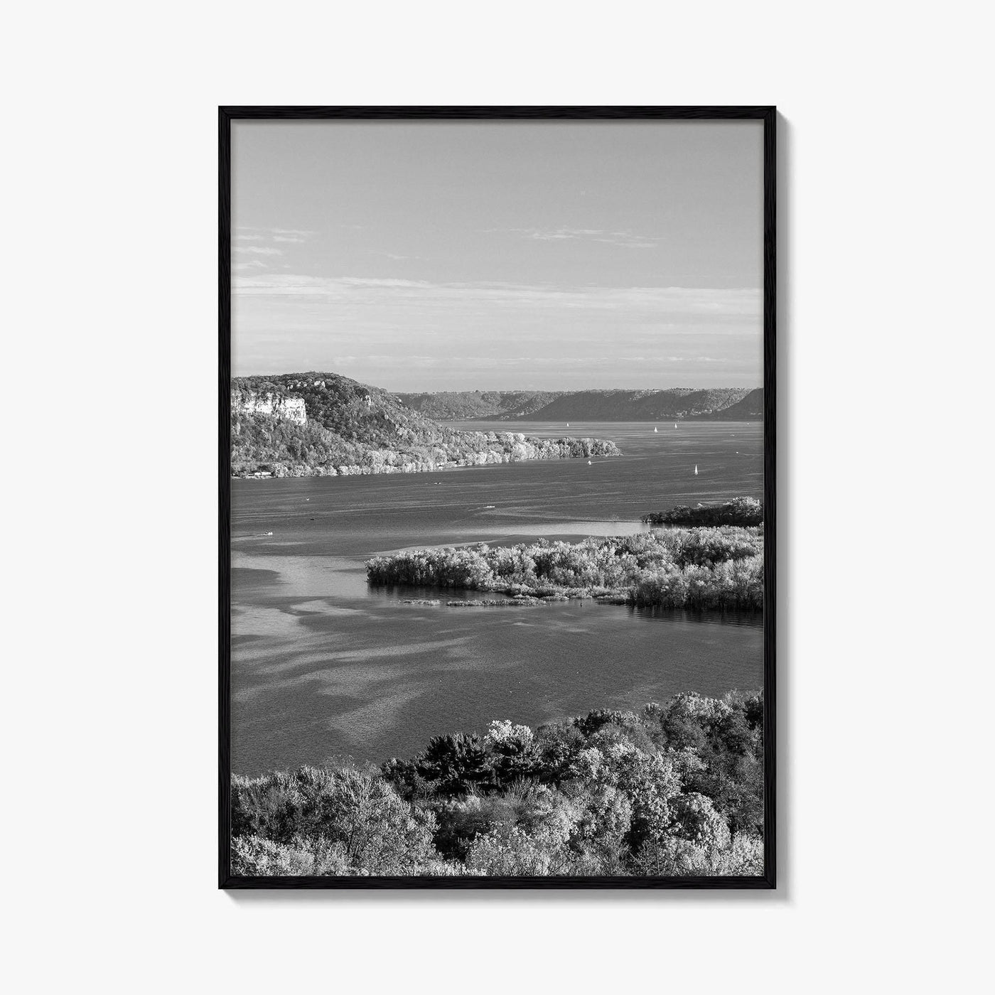 Mississippi River Black and White Fine Art Photo Print, Autumn Landscape USA Poster
