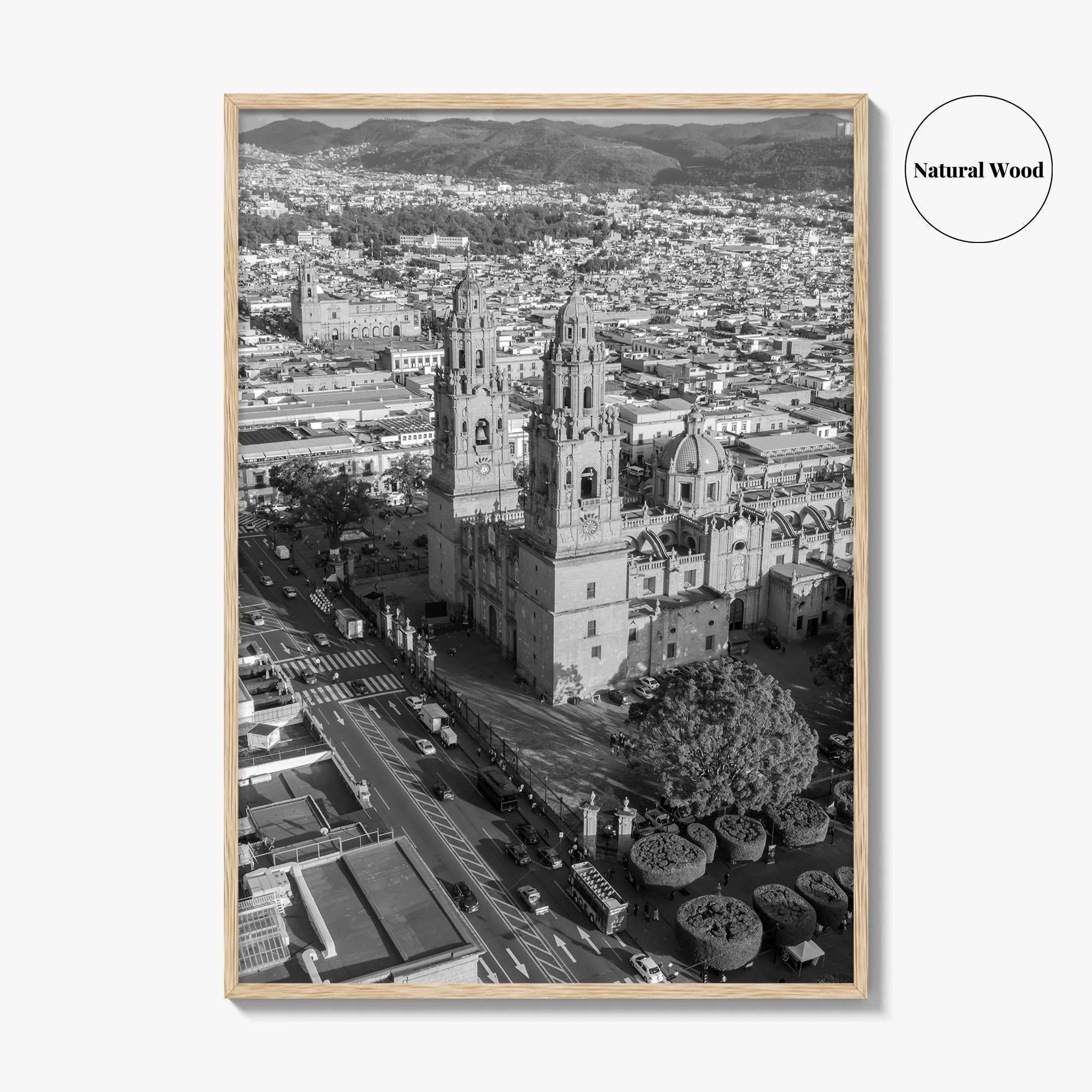 Morelia Black and White Fine Art Photo Print, Cathedral Michoacán Mexico Poster