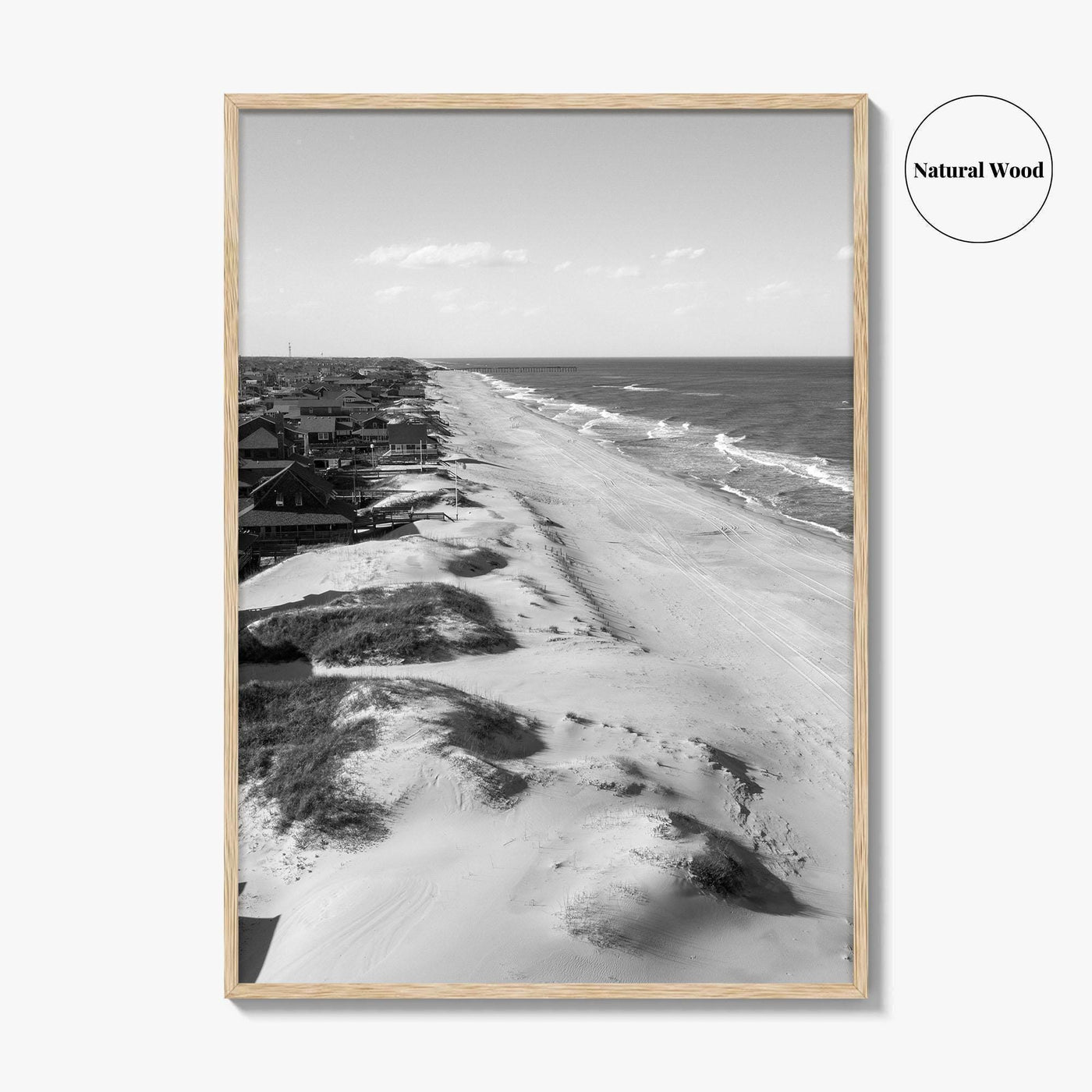 Nags Head Black and White Fine Art Photo Print, Outer Banks Fishing Pier Poster