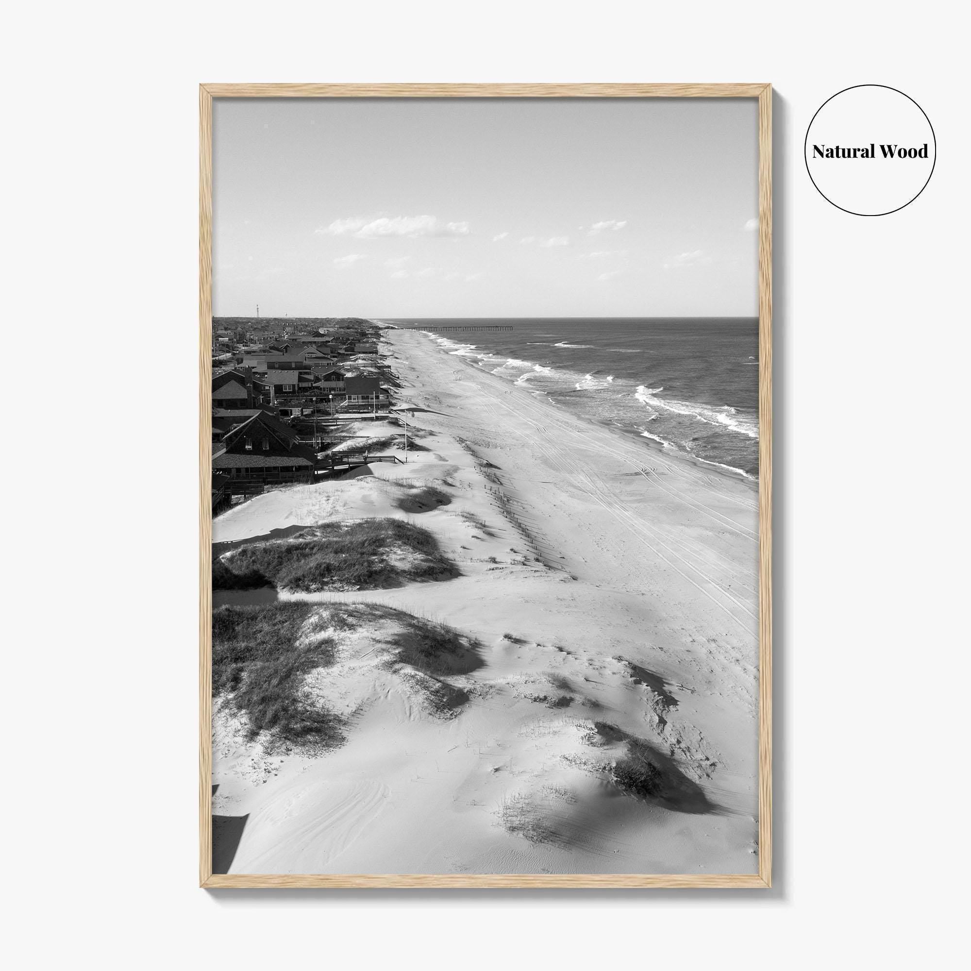 Nags Head Black and White Fine Art Photo Print, Outer Banks Fishing Pier Poster