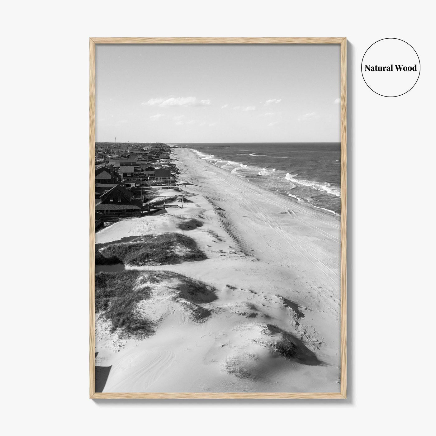 Nags Head Black and White Fine Art Photo Print, Outer Banks Fishing Pier Poster