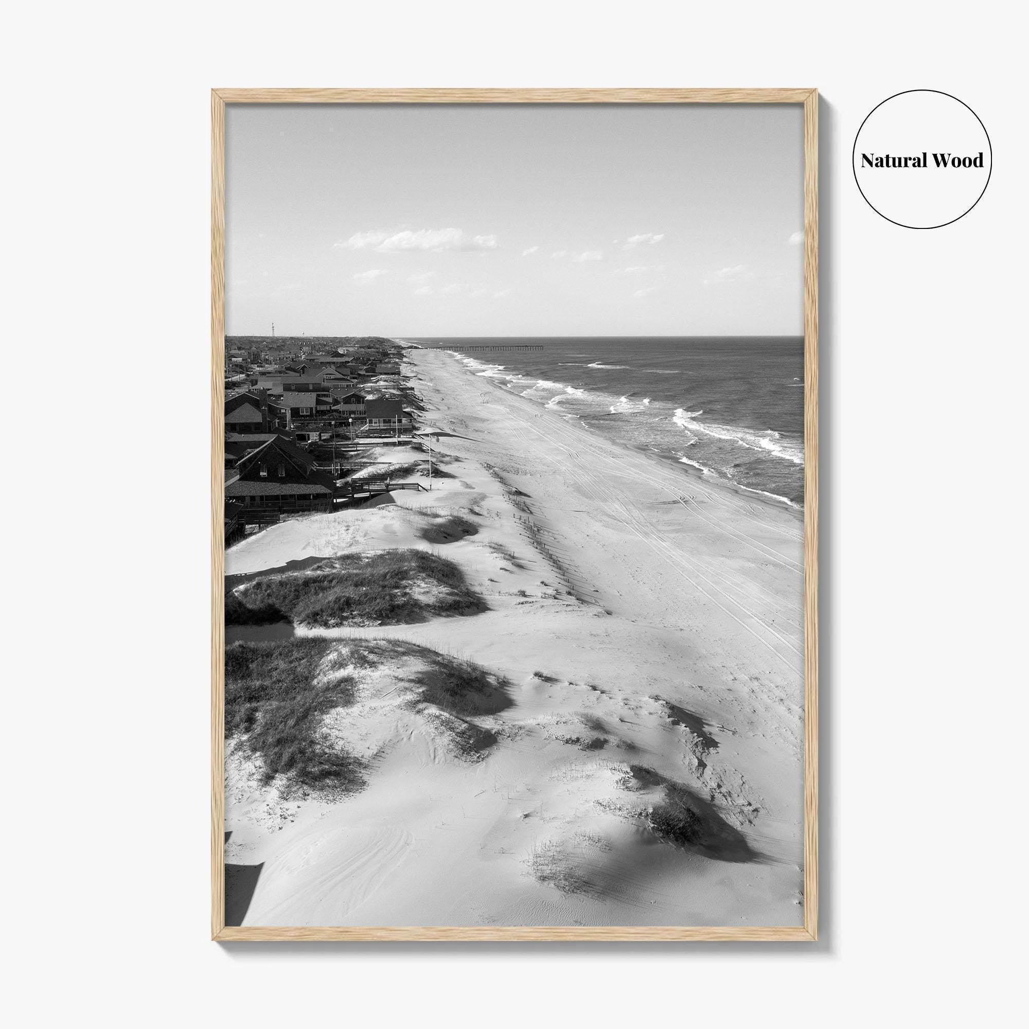 Nags Head Black and White Fine Art Photo Print, Outer Banks Fishing Pier Poster