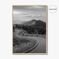 Mount Mitchell Black and White Fine Art Photo Print, Blue Ridge Mountains Poster