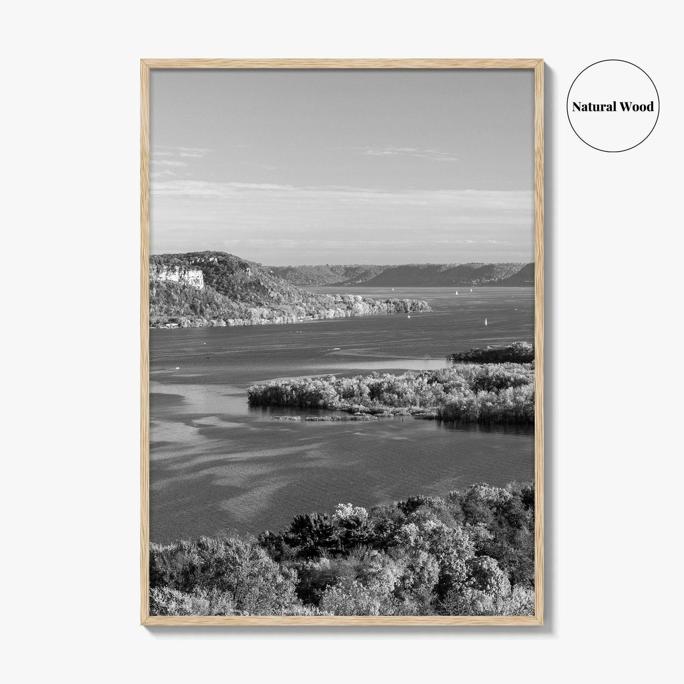 Mississippi River Black and White Fine Art Photo Print, Autumn Landscape USA Poster