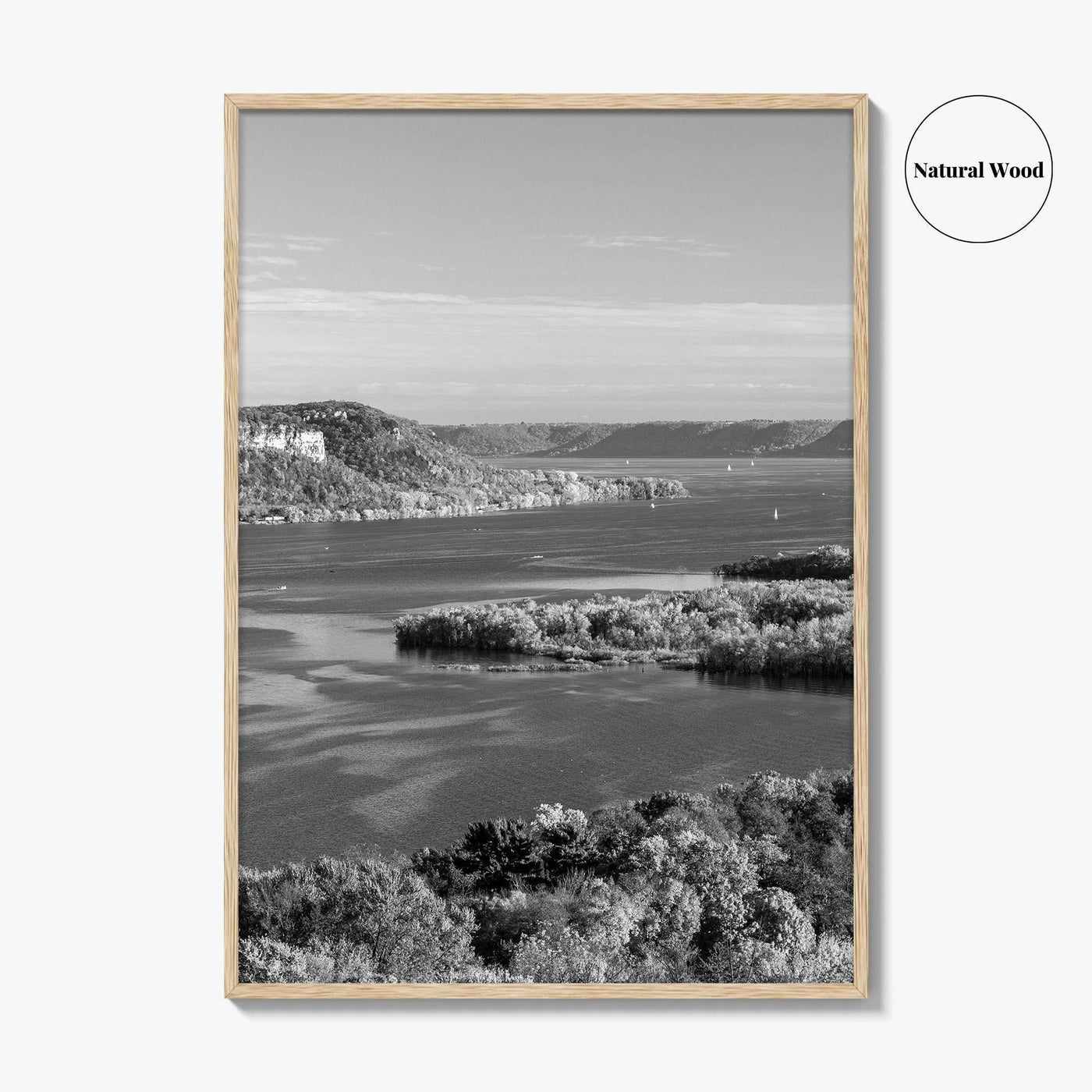 Mississippi River Black and White Fine Art Photo Print, Autumn Landscape USA Poster